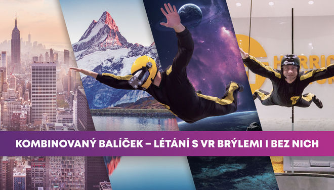Unikátní kombinace větrného tunelu a virtuální reality v jednom zážitku.