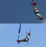 Veronika Balíková (Rokycany, 18) na bungee jumpingu z mostu