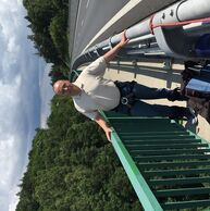 Petr Šikola (Kladno, 56) na bungee jumpingu z mostu