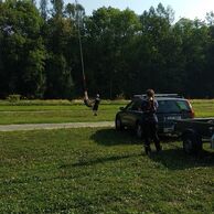 účastník zážitku (Brno, 24) na Bungee jumpingu z jeřábu