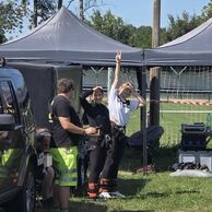 Ivanna Lukianiv-Chaplynska (Praha, 36) na Bungee jumpingu z jeřábu